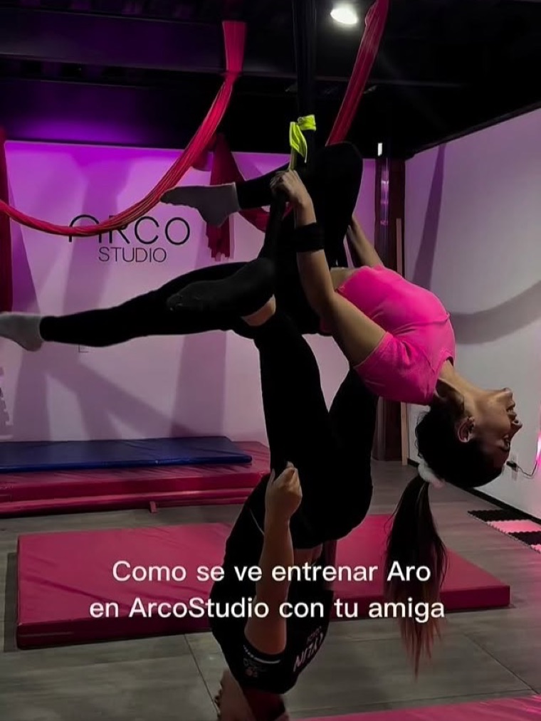 Trabajo en pareja sobre las telas aéreas.